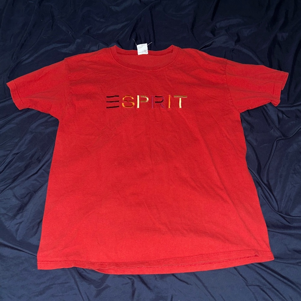Vintage Esprit T Shirt 80s 90s Embroidered S/S Medium Red